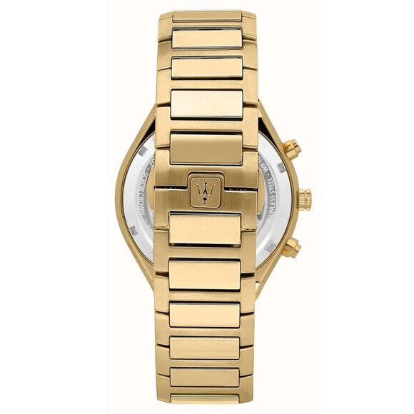 Maserati Stile Chronograph Yellow Gold Plated Watch, Original box - Picture 3 of 13